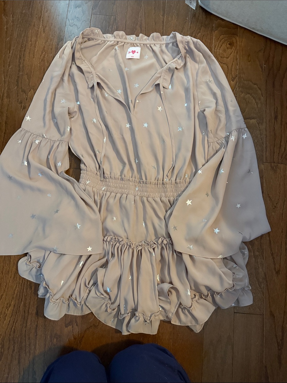 Buddy Love Taupe Star-Print Mini Dress